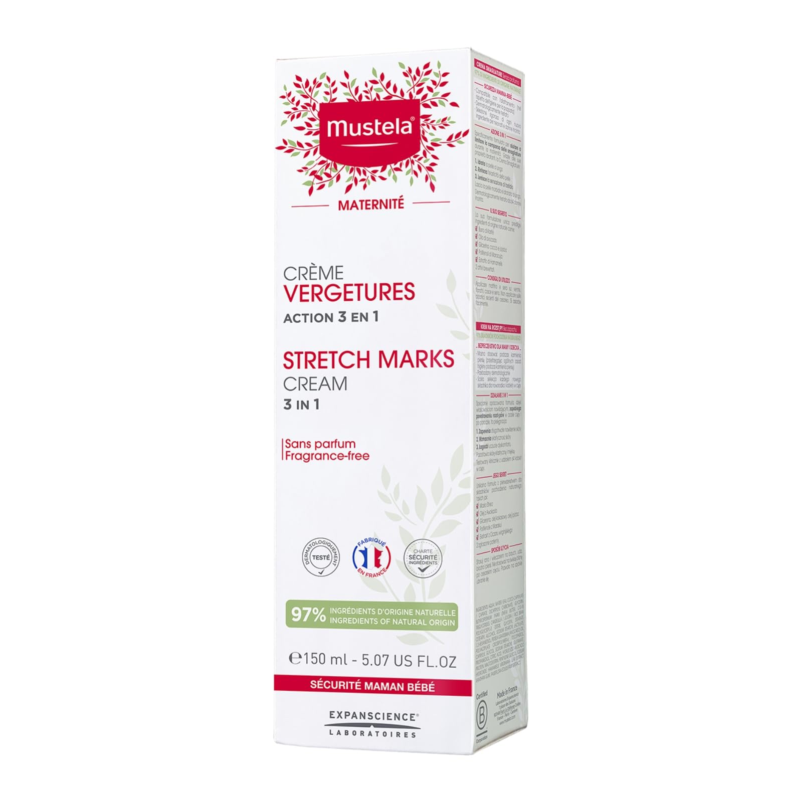 Mustela Maternity Stretch Marks Cream for Pregnancy - Natural Skincare Massage Moisturizer with Natural Avocado, Maracuja & Shea Butter - Lightly Fragranced or Fragrance Free - Various Sizes