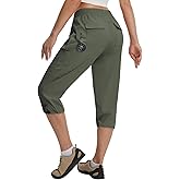 baleaf Women's 19'' Capri Pants with 7 Pockets Lightweight Quick Dry Water Resistant Hiking Travel Summer Pants for Outdoor