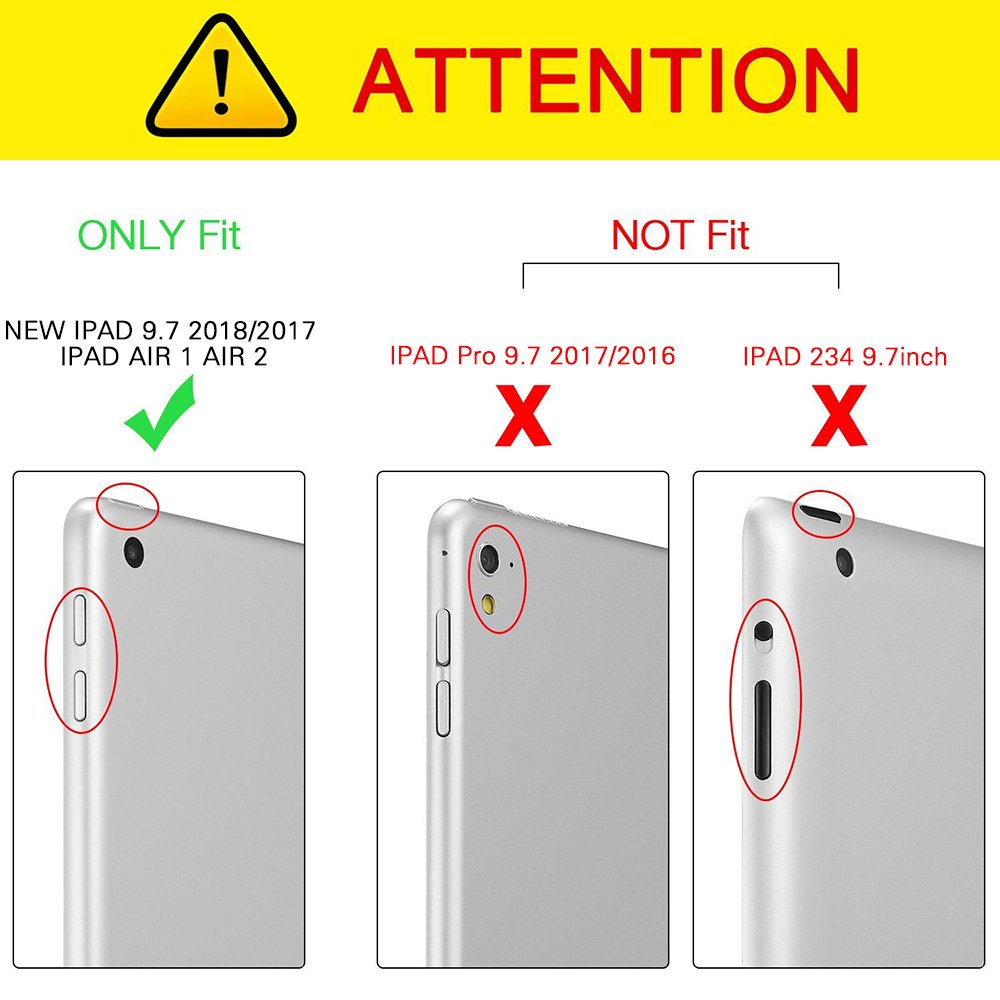 CAM-ULATA for New 9.7 iPad Case Kids 2018/2017 Shockproof for iPad Air 1 Air 2 Tablet Kids proof Handle Cover 5th 6th Generation 9.7 inch with Folio Stand Blue