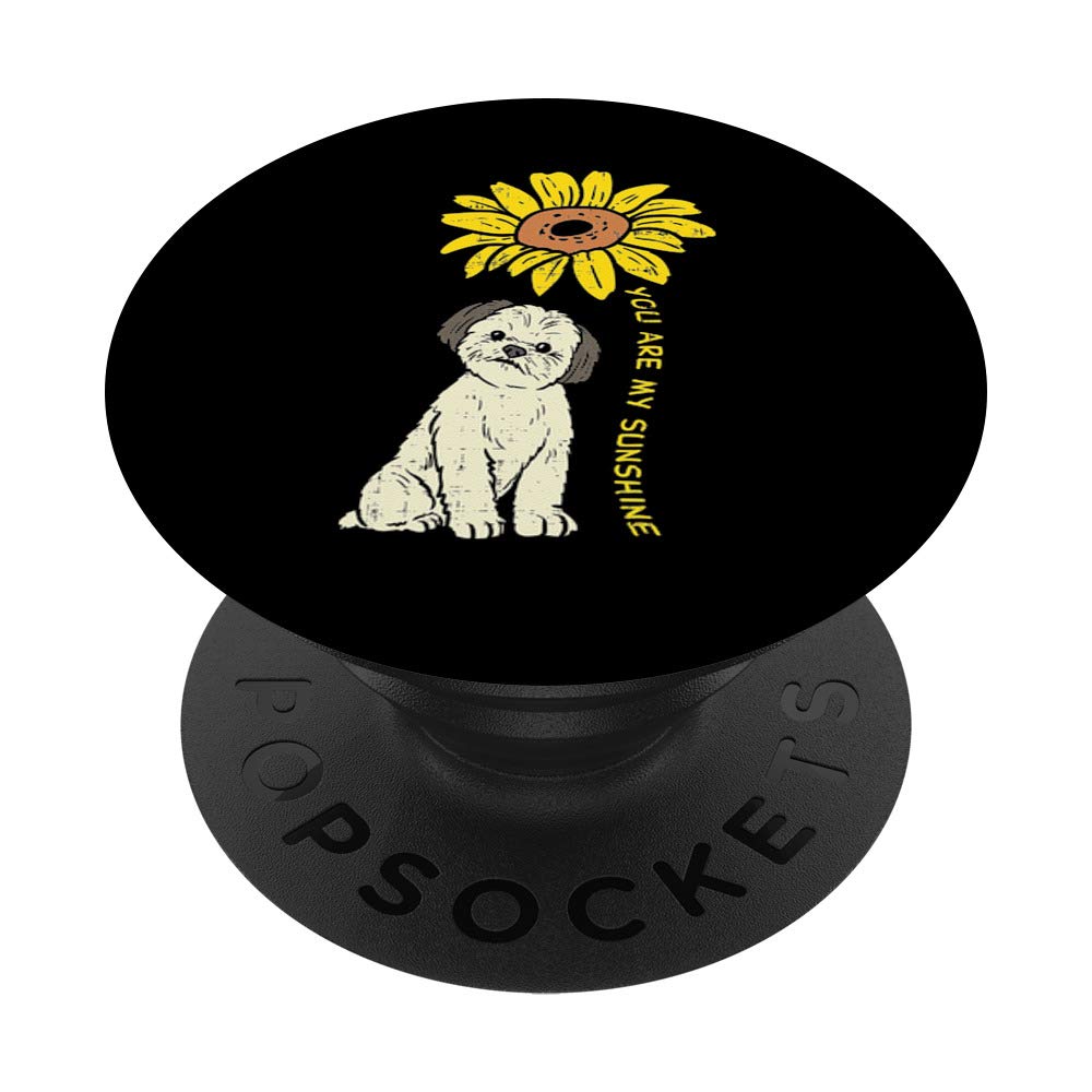 Shih Tzu Sunflower Sunshine Dog Lover Owner Girls Women Gift PopSockets PopGrip: Swappable Grip for Phones & Tablets