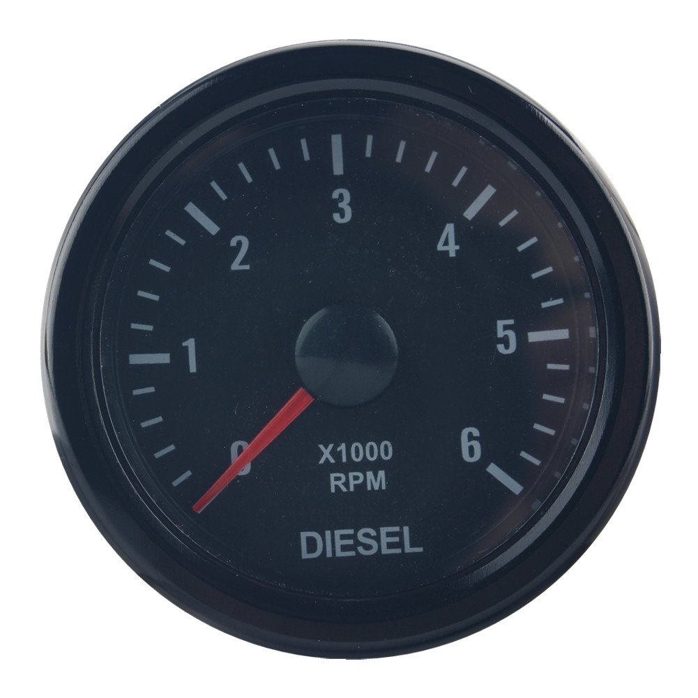 Dewhel Universal 52MM 2" Vision Black Diesel 6K Speed RPM 6000