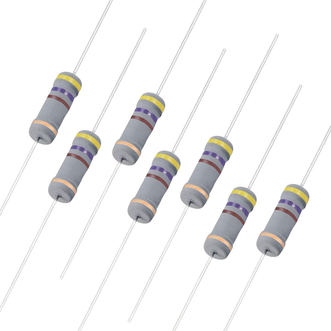 Sourcingmap 50Pcs 470 Ohm Resistor, 2W 5% Tolerance Carbon Film Resistors, 4 Bands for DIY Electronic Projects and Experiments