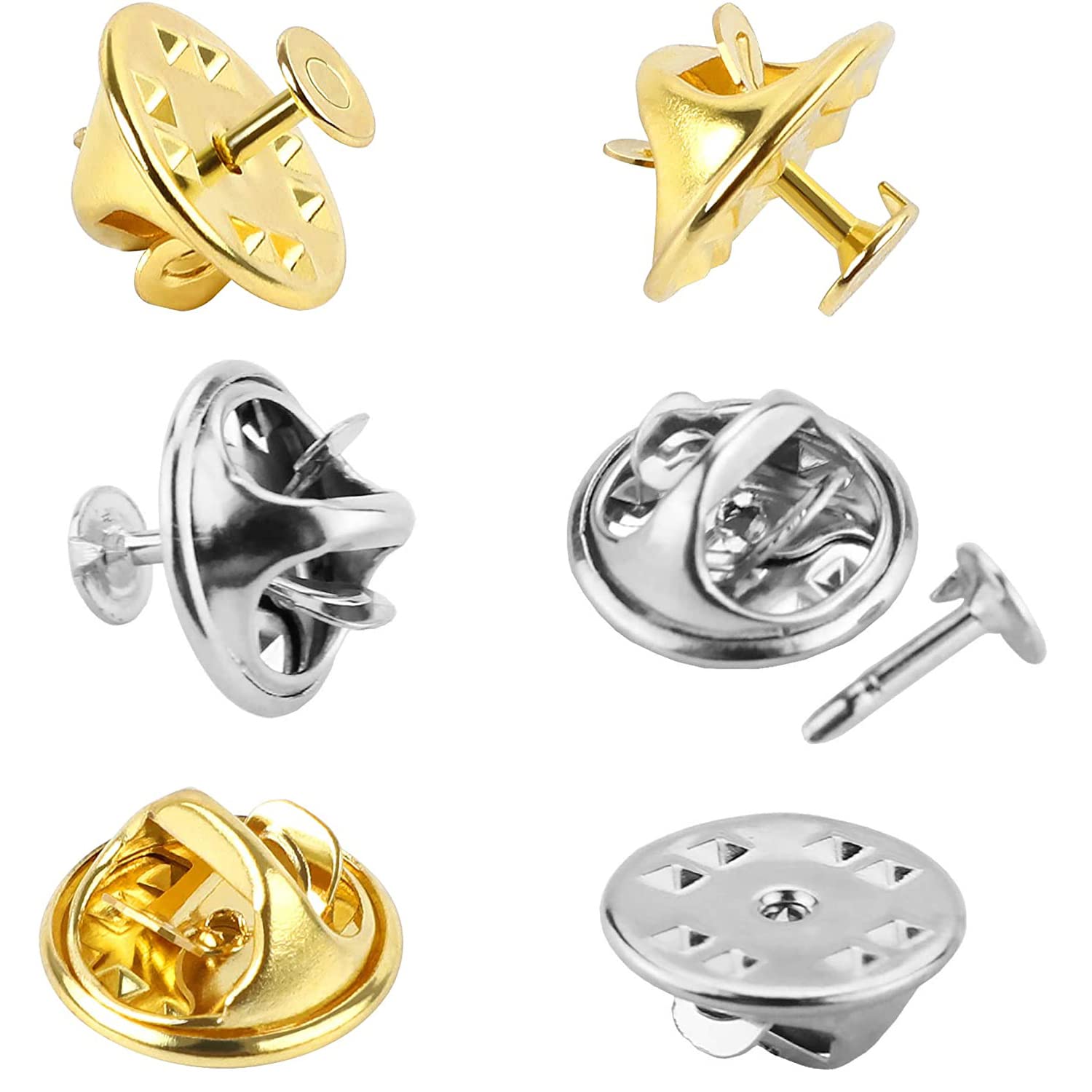 120 Pairs Butterfly Clutch Tie Tacks Pin Back Replacement with 8mm Length Blank Pins for Craft Making (Silver and Gold) — image 1