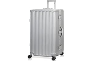 AnyZip Luggage Aluminium Frame Suitcase Hard Shell TSA Lock No Zipper 28In Silver