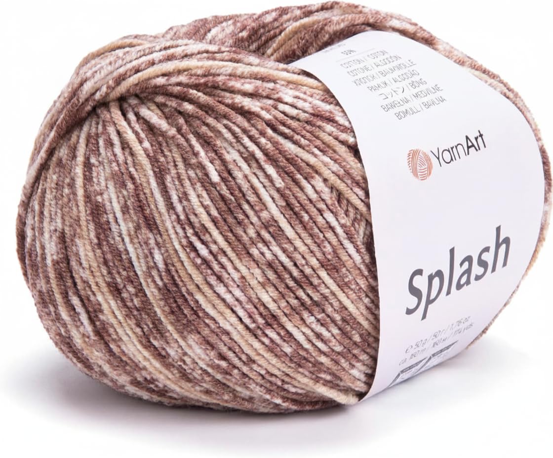 YarnArt Jeans Splash - Variegated Sport Yarn 55% Cotton 45% Acrylic 1 Skein/Ball 50g 174yds Soft Cotton Yarn for Knitting & Amigurumi