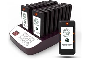 PANDAAR Restaurant Pager System Buzzers,Beepers for Restaurants 1640ft Long Range,16 Beeper with Vibration, Flashing and Buzzer,Lineup Waiting Queue Pagers for Food Truck Church Nursery