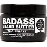 Badass Beard Care Beard Butter For Men - THE PIRATE, 3 oz - Made of Natural Ingrediens for Healthy, Soften and Itchness Free Beard and Mustache