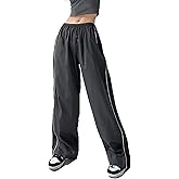 Shebote Womens Parachute Pants Wide Leg Baggy Pants Y2K Elastic Waist Jogger Sweatpants Track Pants Streetwear