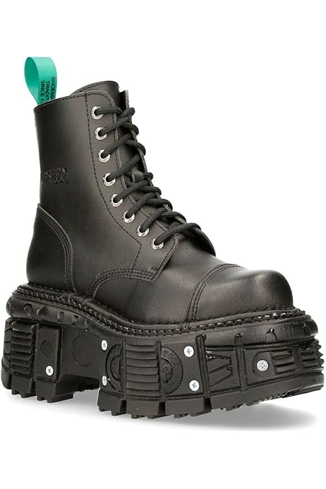 Amazon.com | NEW ROCK Unisex TANK083-C1 Real Leather Combat Black 