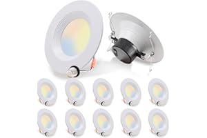 ENERGETIC LIGHTING 12 Pack 5/6 Inch 5CCT LED Recessed Downlight, Can Lights with Baffle Trim, Wet Rated, E26 Base, 10.5W=85W, CRI 90, Dimmable, Simple Retrofit Installation, Energy Star & ETL Listed