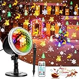 Christmas Projector Lights, Fostoy LED Xmas Decorations Laser Lights with Wireless Remote Control and 4 PCS Patterns, Perfect for Outdoor Indoor Halloween Xmas Birthday Party