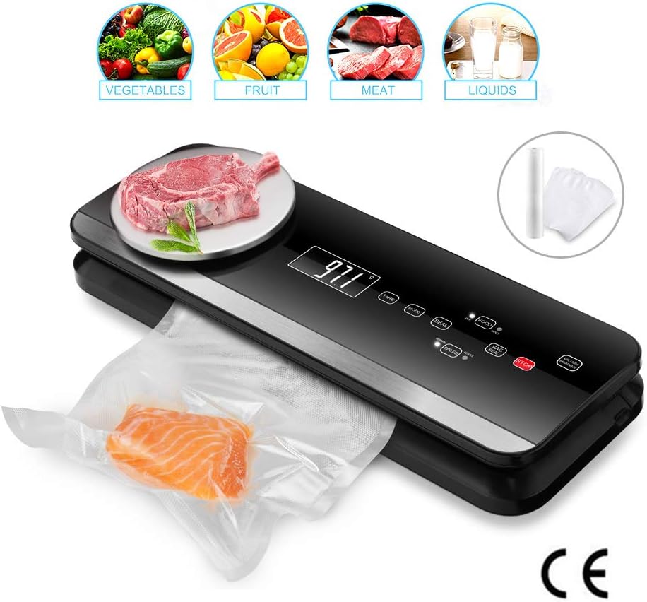 HLDWXN Automatic Vacuum Sealer Machine with Food Grade Vacuum Bags Packaging Packs for Vacuum Packer Package for Kitchen,110V