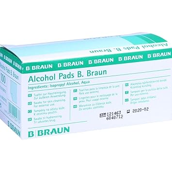 B Braun Alcohol Pads, 1er Pack, (1x 100 Stück)