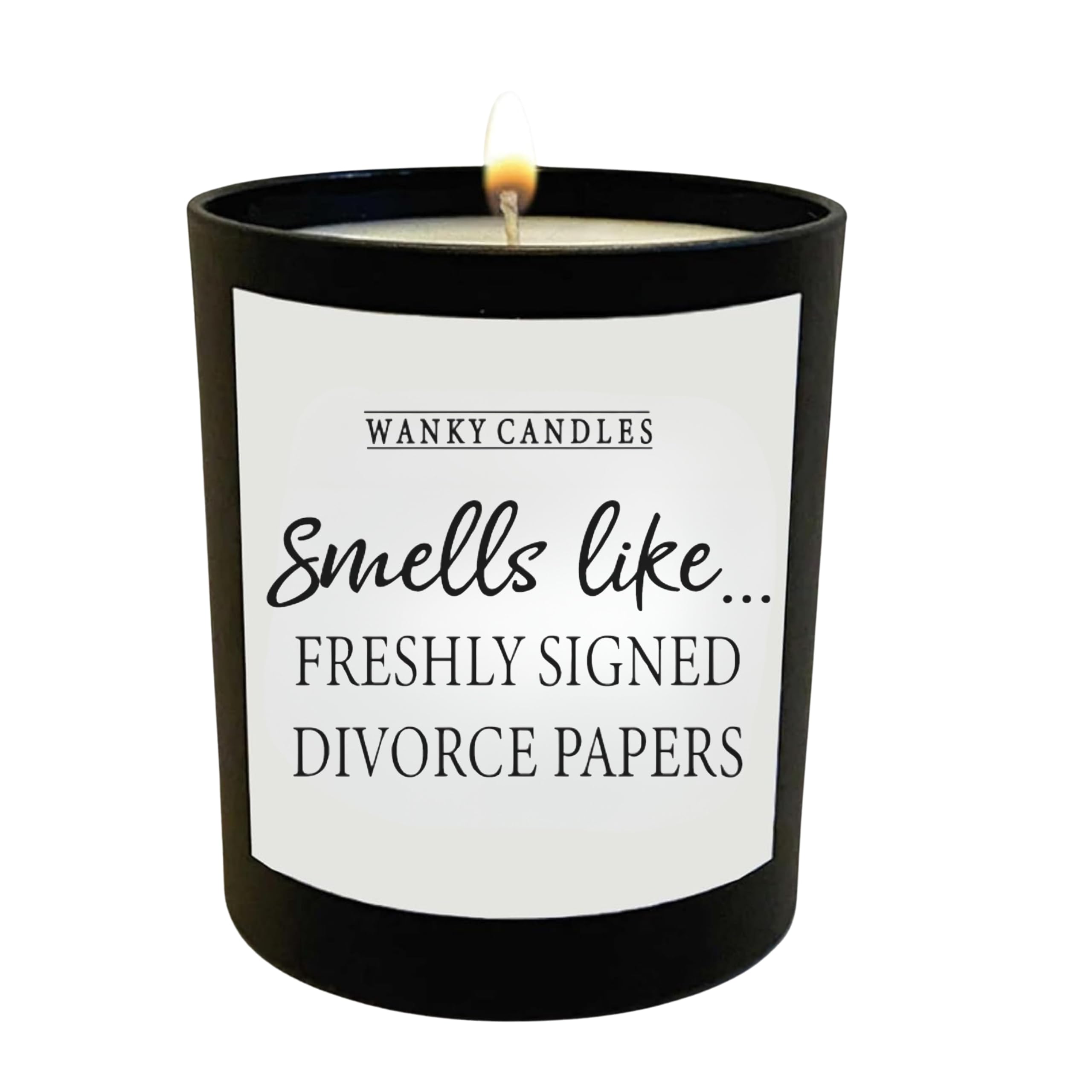 Funny Scented Candle in Black Glass Jar Wanky Candles - Smells Like Freshly Signed Divorce Papers WCBJ95