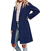 Tankaneo Womens Pea Coat Notched Lapel Single Breasted Long Jacket Winter Casual Trench Coat Outerwear