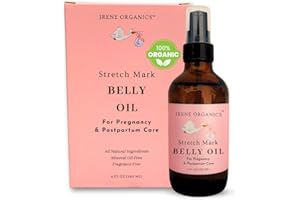 Irene Organics Organic Belly Oil for Pregnancy Stretch Mark Prevention and Treatment Award Winning Anti Stretch Mark Tummy Oil For Pregnancy and Postpartum – Hydrating Bump Serum