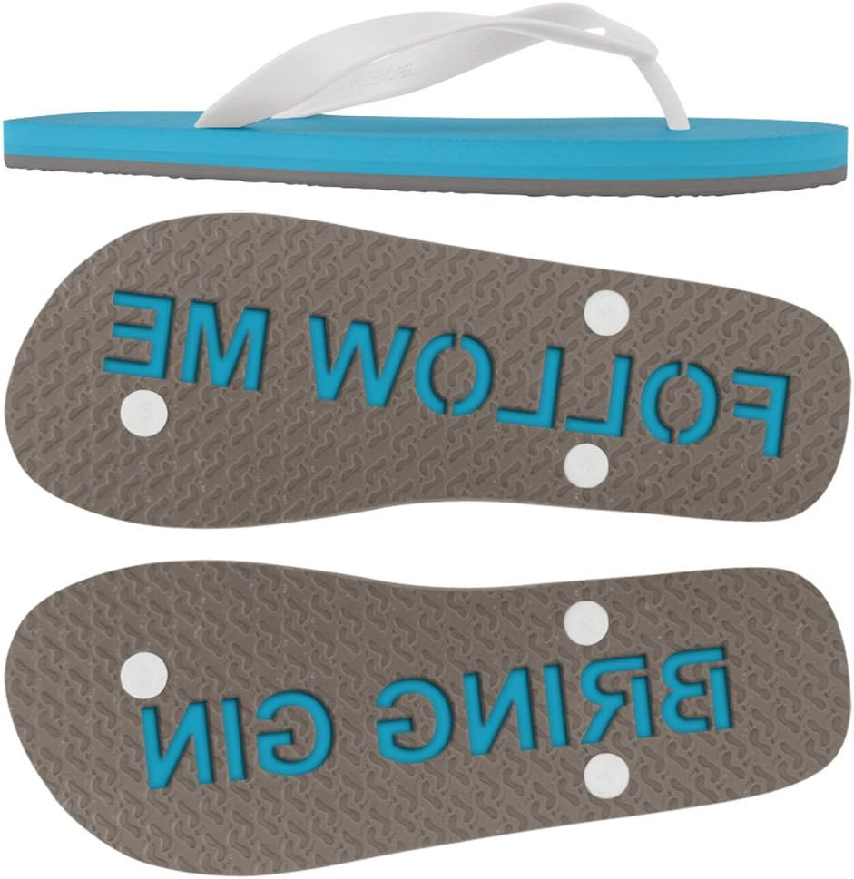 Womens Follow ME Bring Gin Sand Imprint flip Flops Black