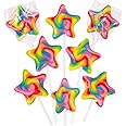 Narwhal Novelties Star Lollipop, Bulk Candy Individually Wrapped, Christmas Candy Bulk, Christmas Candy Stocking Stuffers, Kids Birthday Party Favor, 2" Large Rainbow Swirl Loliipops (Pack of 18)