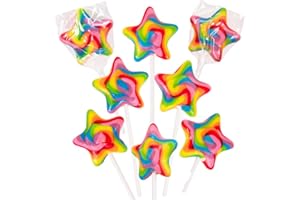 Narwhal Novelties Star Lollipop, Bulk Candy Individually Wrapped, Christmas Candy Bulk, Christmas Candy Stocking Stuffers, Kids Birthday Party Favor, 2" Large Rainbow Swirl Loliipops (Pack of 18)