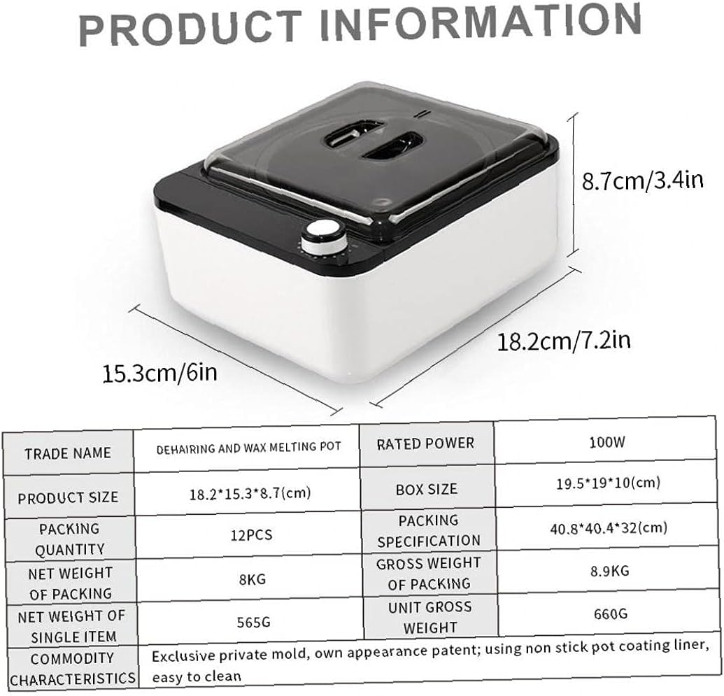 Wax Warmer Non-Stick Waxing Heated Machine Kit Paraffin Heater Pot for Hair Removal Black White Style2: Kitchen & Dining