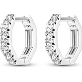 Parmuz Huggie Hoop Earrings, 925 Sterling Silver Cubic Zirconia Cuff Earrings for Women Sparkle Earrings Jewelry Gift