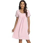 WiWi Viscose from Bamboo Nightgowns for Women Short Sleeve Night Shirts Pleated Sleep Shirt Plus Size Nightshirt S-3X