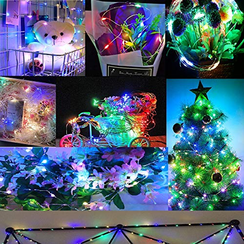B-right Copper Wire String Lights 200 LED Waterproof Fairy String Lights with Remote, 8 Modes Battery Powered Decorative String Lights for Bedroom Garden Festivals (2 Packs)