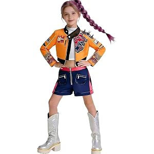 Goluck Girls Cosplay Costume, Pop Star Singer Stage Outfit for Kids, Multicolor, Polyester