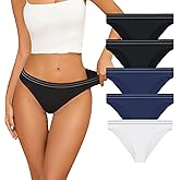 VKME Women's Seamless Bikini Underwear Comfortable Breathable Low Rise Ladies Briefs Undies Brazilian Panties 5 Pack