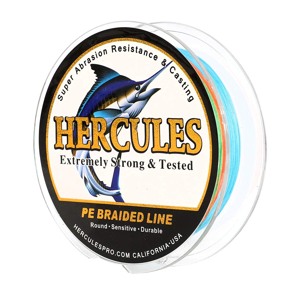 Hercules Super Cast 100M 109 Yards Braided Fishing Line 10 LB Test for Saltwater Freshwater PE Braid Fish Lines Superline 8 Strands - Multi-color, 10LB (4.5KG), 0.12MM