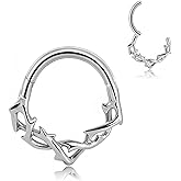 MOQIKAKA 16g Surgical Steel Septum Rings: Nose Hoop Ring Helix Cartilage Clicker Hoop Earrings Daith Piercing Clicker for Women Men