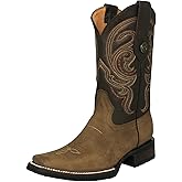 Texas Legacy Mens Light Brown Western Cowboy Boots Leather Rubber Soles Pull On Square Toe