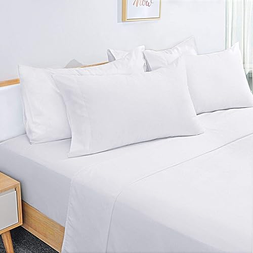 HOMEIDEAS 6 Piece Bed Sheets Set Extra Soft Brushed Microfiber 1800 Bedding Sheets Deep Pocket, Wrinkle & Fade Free (California King,White White)
