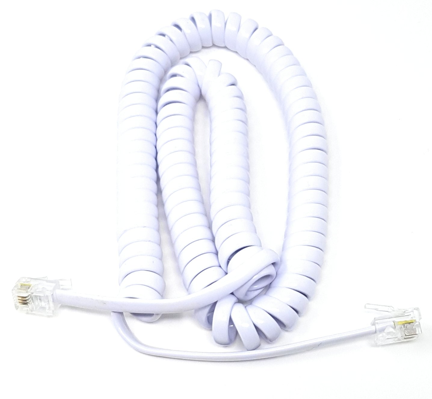 Maincore 3m long White RJ10 to RJ10 Coiled Spiral Telephone Handset Receiver Cable Wire Lead Cord (Available in 2m, 3m, 5m, 6.5m) (3m)