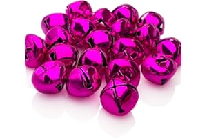 CLLOOTVE Jingle Bells 1-Inch/ 25mm Metal Craft Bells, for Holiday Home Christmas Festival Party Wedding Decoration Gifts DIY Project, 20Pcs, Hot Pink