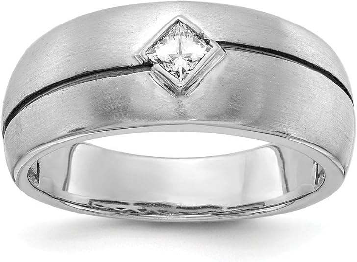 14ct White Gold Diamond Enameled Mens Ring Size T 1/2 Jewelry Gifts for Men Amazon.co.uk