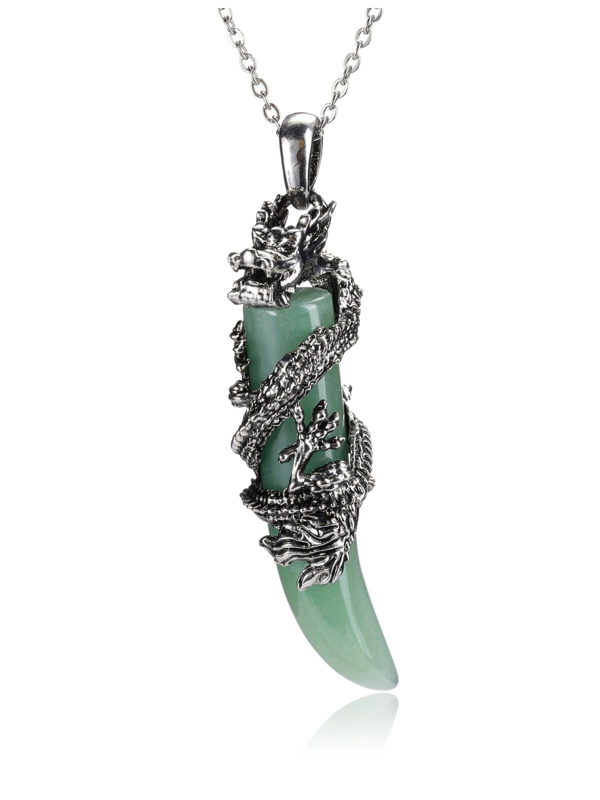JSDDE Dragon Necklace for Men Women Green Aventurine Healing Crystal Necklaces Natural Gemstone Point Pendant Necklace Jewellery Gift