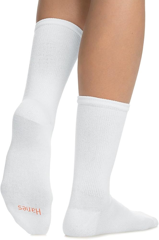Hanes Ultimate Women's Crew Socks (Pack of 6) White at Amazon Women’s