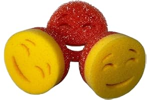 Smilyeez Scrub Moji Scrubbing Sponge (Set of 3) Dual-Sided Scrub Sponges Multipurpose Dish Scrubber Sponge for Kitchen, Clean