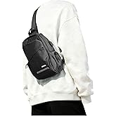 SEAFEW Black Crossbody Sling Backpacks Sling Bag for Men Women, Small Shoulder Backpack Motorcycle Chest Bags One Strap Backpack, Mini Chest Daypack for Casual Travel Hiking Gym Outdoor Sports