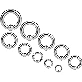 Ocptiy 0G 4G 2G 6G 8G 12G 14G 16G 18G 20G Septum Ear Earrings Gauges Stretching Piercing Kit 316L Surgical Steel Internally Threaded Pierced Body Jewelry for Women 10mm 12mm 14mm 16mm