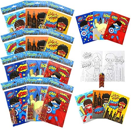 Amazon Co Jp Supherhero 塗り絵本 子供用 12本の塗り絵 クレヨン48本付き 楽しいスーパーヒーローのおやつ パーティーの記念品 スーパーヒーロー賞品 フェイバーバッグフィラー スーパーヒーローパーティー用品 文房具 オフィス用品