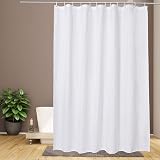 EurCross White Shower Curtain 180 x 200cm Mould Proof Mildew Resistant