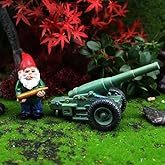 Lamnes Funny Garden Gnome Statue with Cannonball and Cannon Cart, Military Gnome Decorations for Outdoor Indoor Lawn Statue Patio Yard, Halloween Christmas Thanksgiving Gifts