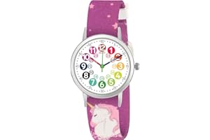 ITOOZYNN Kids Watch for Girls and Boys,for Children's Toddler Learning Time and Easy to Read Time, Adjustable Nylon Strap,Analog Watch for Boys and Girls Ages4~11