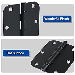 6 Pack No Squeak Matte Black Door Hinges 3.5 Inch