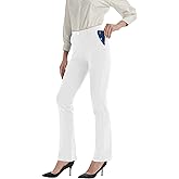 Zeronic Women's Dress Pants Belt Loops Stretchy Work Slacks Business Casual Straight Leg Yoga Bootcut Trousers with Pockets
