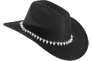 YESCRIBIR Womens Cowboy Hat Rhinestone Cowgirl Hats Wide Brim Diamond-Glitter-Western- Size:Medium-Large
