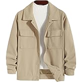 ZAFUL Men's Solid Color Flap Pocket Single Breasted Woolen Blend Coat Turn Down Collar Long Sleeve Jacket