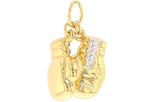 Jewelry America High Polish 14k Yellow Gold 3D Boxing Gloves Charm Sports Pendant